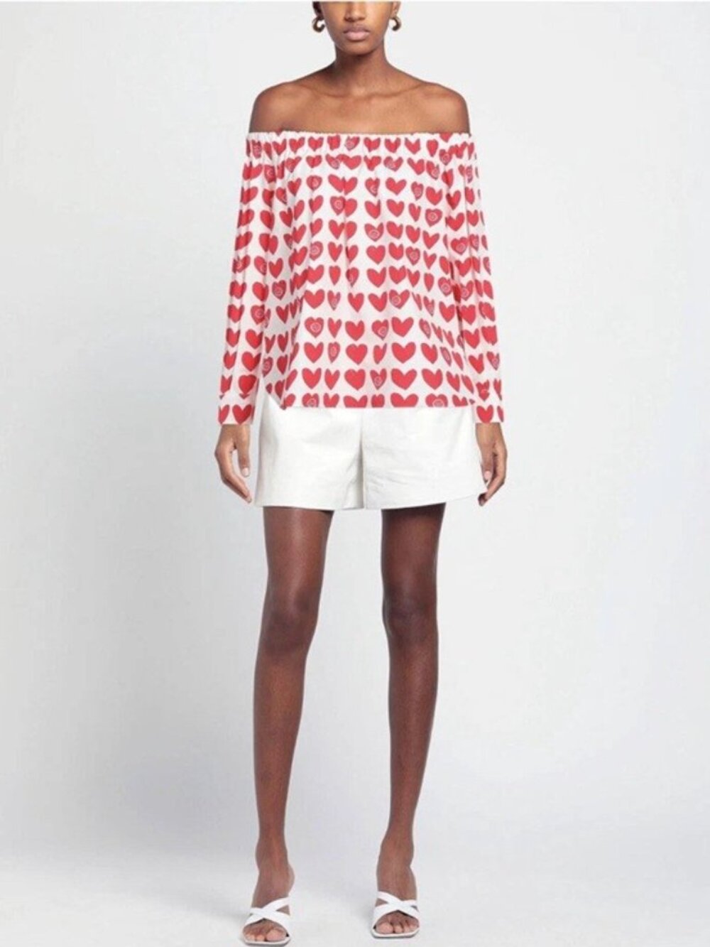 MAX MARA 100% Cotton OFF Shoulder WOMEN TOP Size 10 USA/ 44 IT. Made in  Italy